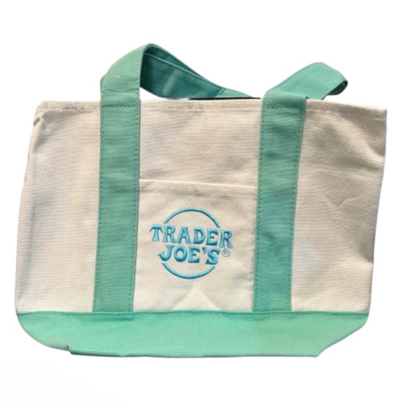 Trader Joe's Mini Canvas Tote Bag Pastel Mint Green - 2026 Limited Edition - Picture 2 of 9